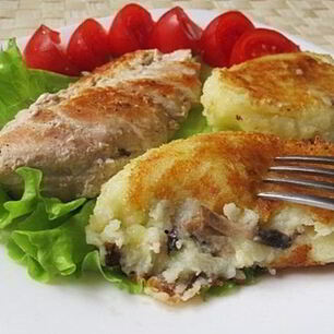 Рецепт Картофельных зраз с шампиньонами и луком