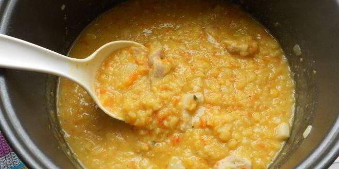 Рецепт гороховой каши со свининой в мультиварке