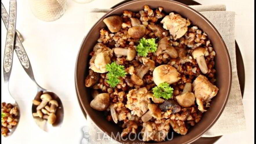 Рецепт гречки с мясом и грибами в мультиварке