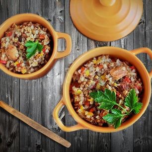 Рецепт Гречки с тушенкой на сковороде