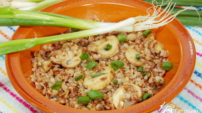 Рецепт Каши гречневой с грибами и луком