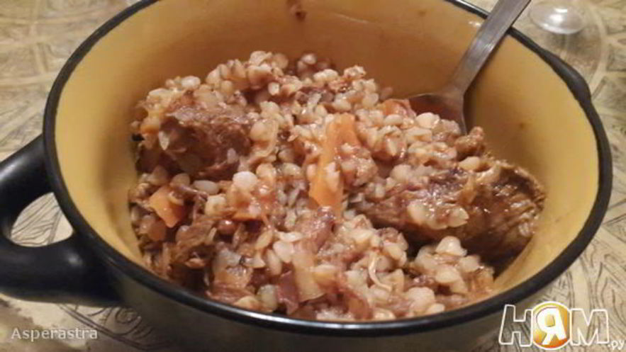 Рецепт очень мясной томленой гречневой каши