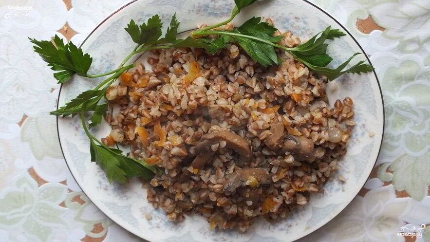 Рецепт постной гречки с грибами