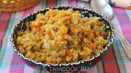 Рецепт Каши из красной чечевицы с морковью и изюмом