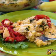 Рецепт Поленты запеченной с помидорами и моцареллой