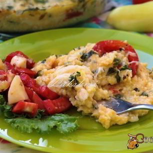 Рецепт Поленты запеченной с помидорами и моцареллой