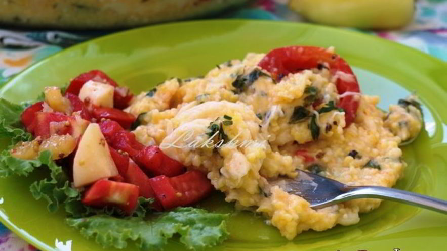 Рецепт поленты запеченной с помидорами и моцареллой