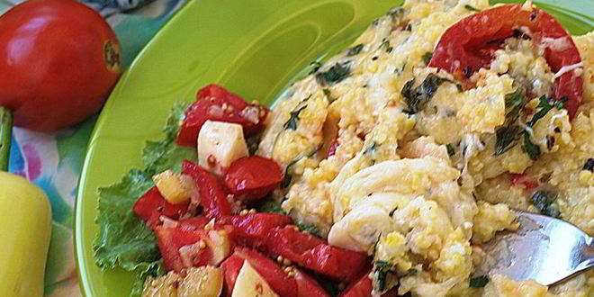 Рецепт поленты запеченной с помидорами и моцареллой