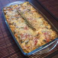 Рецепт Запеченной поленты с грибами, помидорами и моцареллой