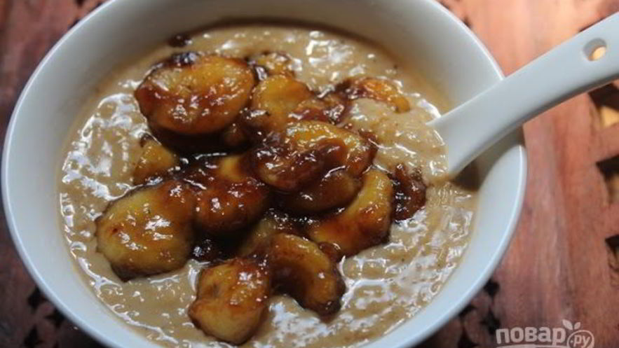 Рецепт овсяной каши с карамелью и бананом