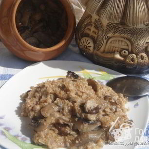 Рецепт Пшеничной каши с грибами Вкуснотеево