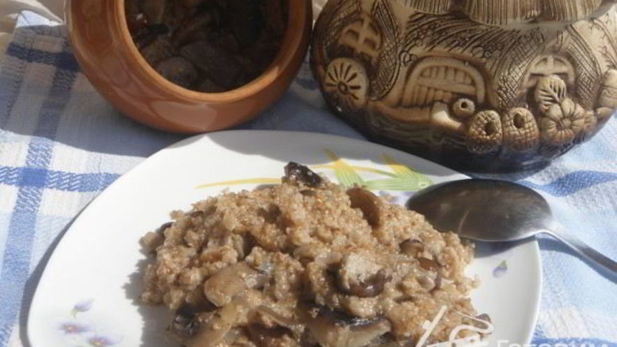Рецепт пшеничной каши с грибами вкуснотеево