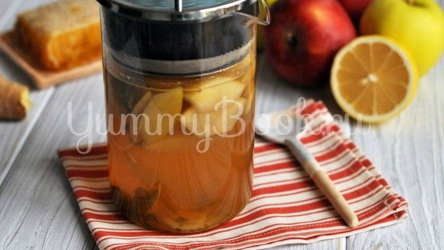 Рецепт имбирного чая с яблоками и мятой