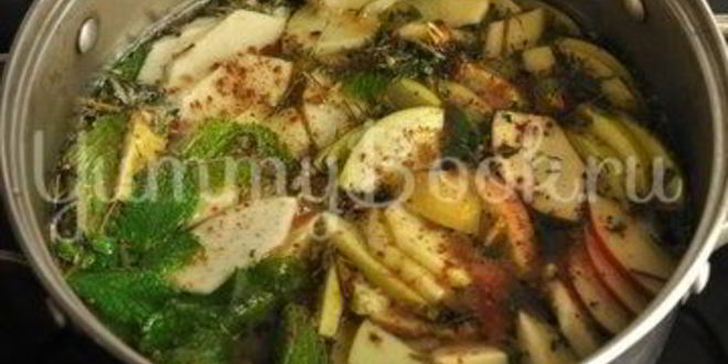 Рецепт имбирного чая с яблоками и мятой