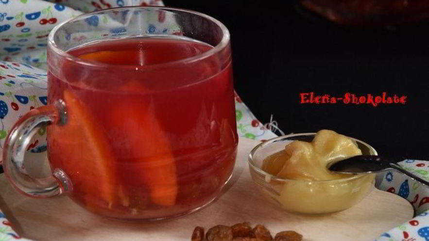 Рецепт вишневого чая с изюмом и апельсином