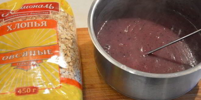 Рецепт овсяного киселя с черникой