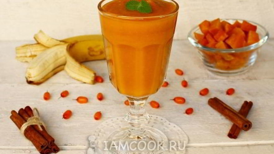 Рецепт тыквенного смузи с облепихой и бананом