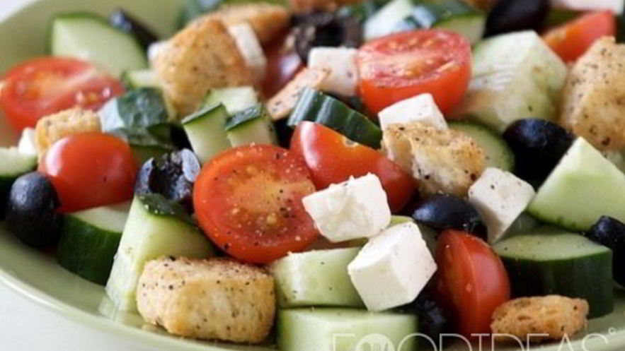 Рецепт греческого салата с сухариками