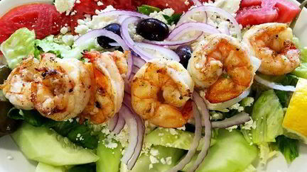 Рецепт Салата Греческого с креветками