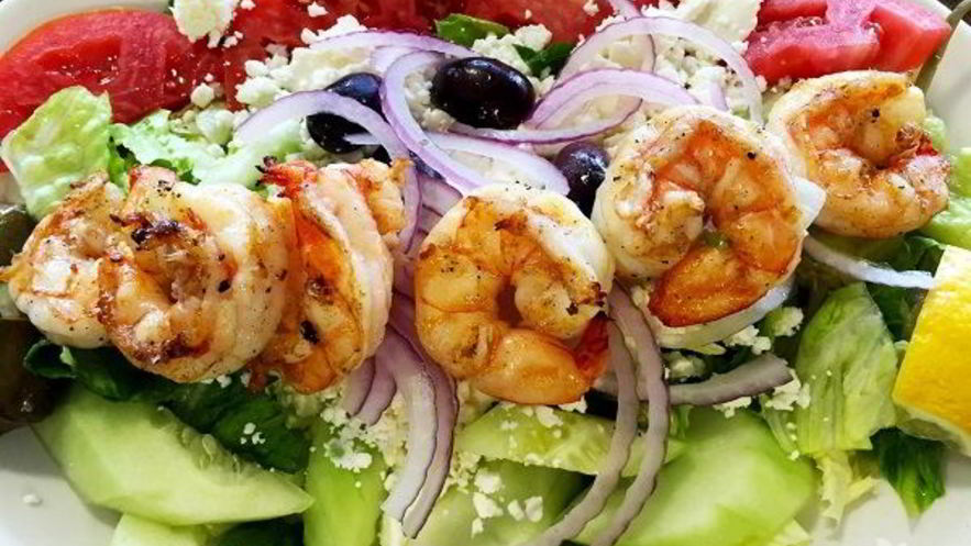 Рецепт салата греческого с креветками