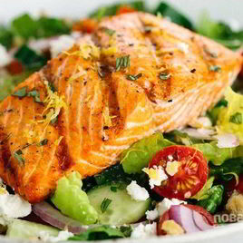 Рецепт Салата Греческого с семгой