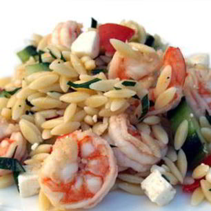 Рецепт Салата с орзо и креветками в греческом стиле