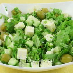 Рецепт Салата Зеленого греческого с брынзой