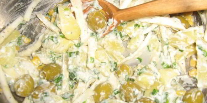 Рецепт картофельного салата с чесночным крем-соусом