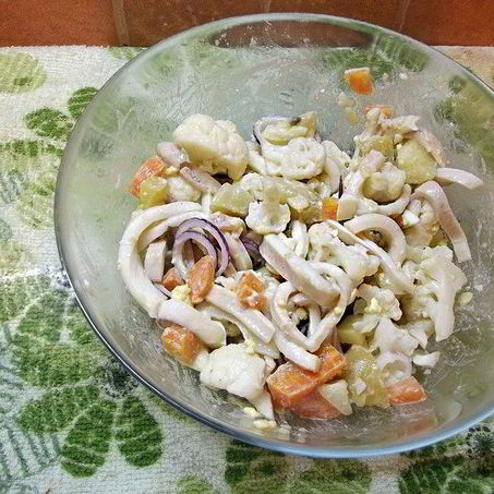 Рецепт Картофельного салата с кальмарами