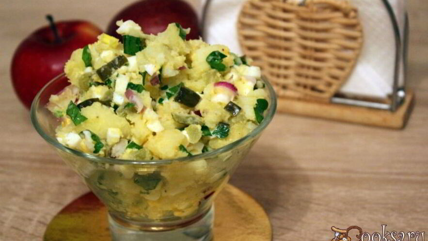 Рецепт картофельного салата с яйцом и зеленью