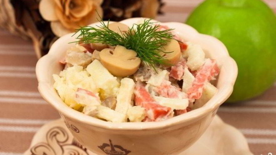 Рецепт салата из картофеля и грибов