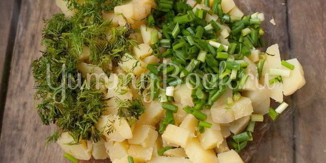 Рецепт салата картофельного с зеленым луком