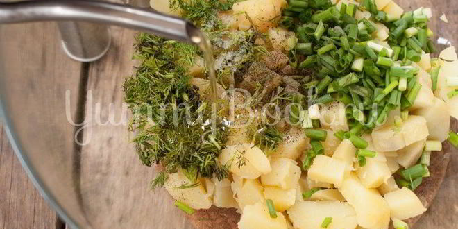 Рецепт салата картофельного с зеленым луком