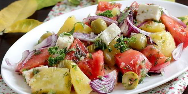 Рецепт теплого салата с картофелем