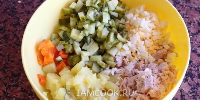 Рецепт классического салата оливье с курицей