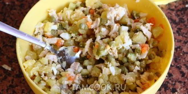Рецепт классического салата оливье с курицей