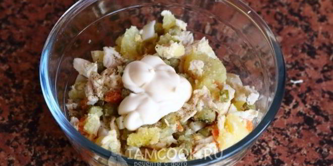 Рецепт классического салата оливье с курицей