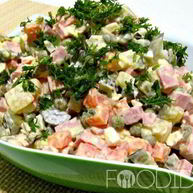 Рецепт Оливье с маринованными огурцами