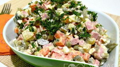 Рецепт Оливье с маринованными огурцами