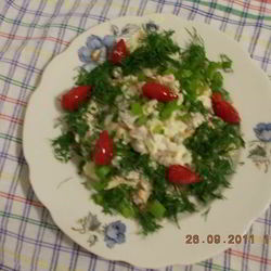 Рецепт Оливье с морковью, бужениной и зеленым луком