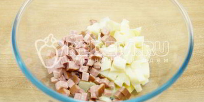 Рецепт оливье с полукопченой колбасой