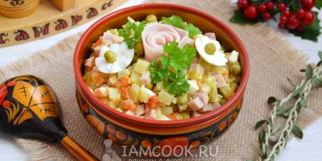 Рецепт оливье с ветчиной