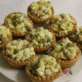 Рецепт Оливье в тарталетках