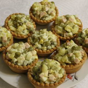 Рецепт Оливье в тарталетках