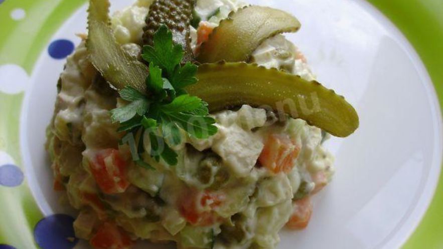 Рецепт постного салата оливье с тофу