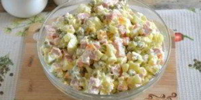 Рецепт салата оливье классический с колбасой