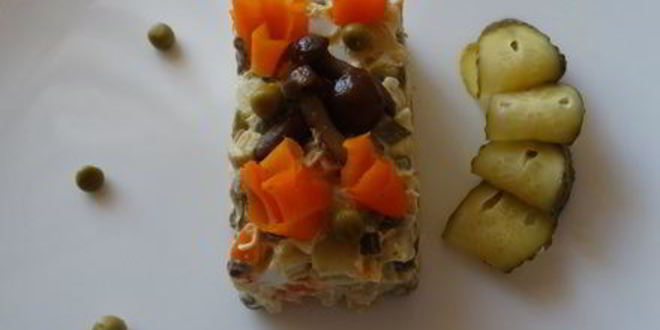 Рецепт салата оливье с грибами