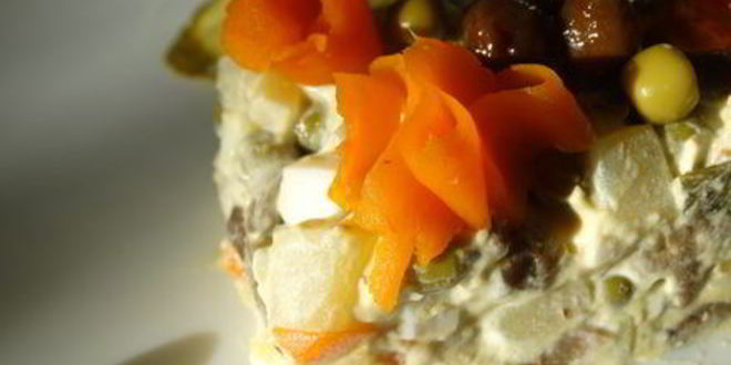 Рецепт салата оливье с грибами