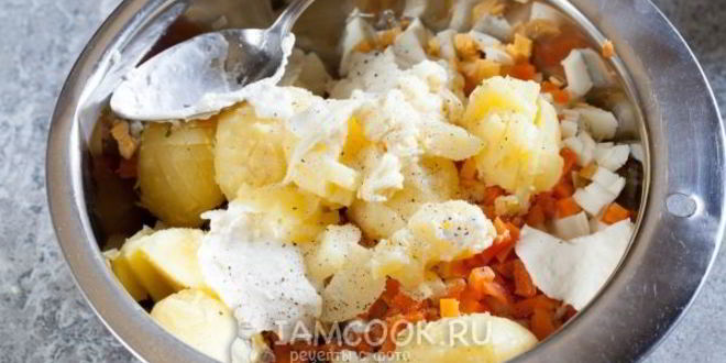 Рецепт салата оливье с колбасой и свежим огурцом