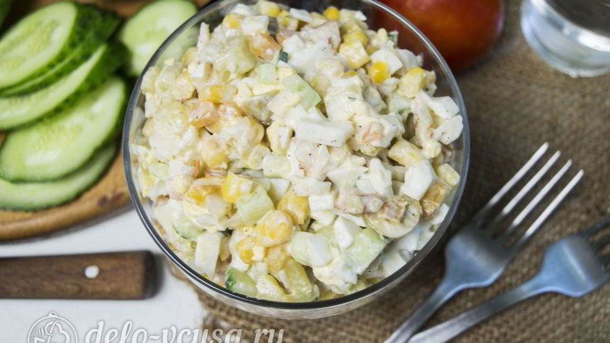 Рецепт салата оливье с креветками